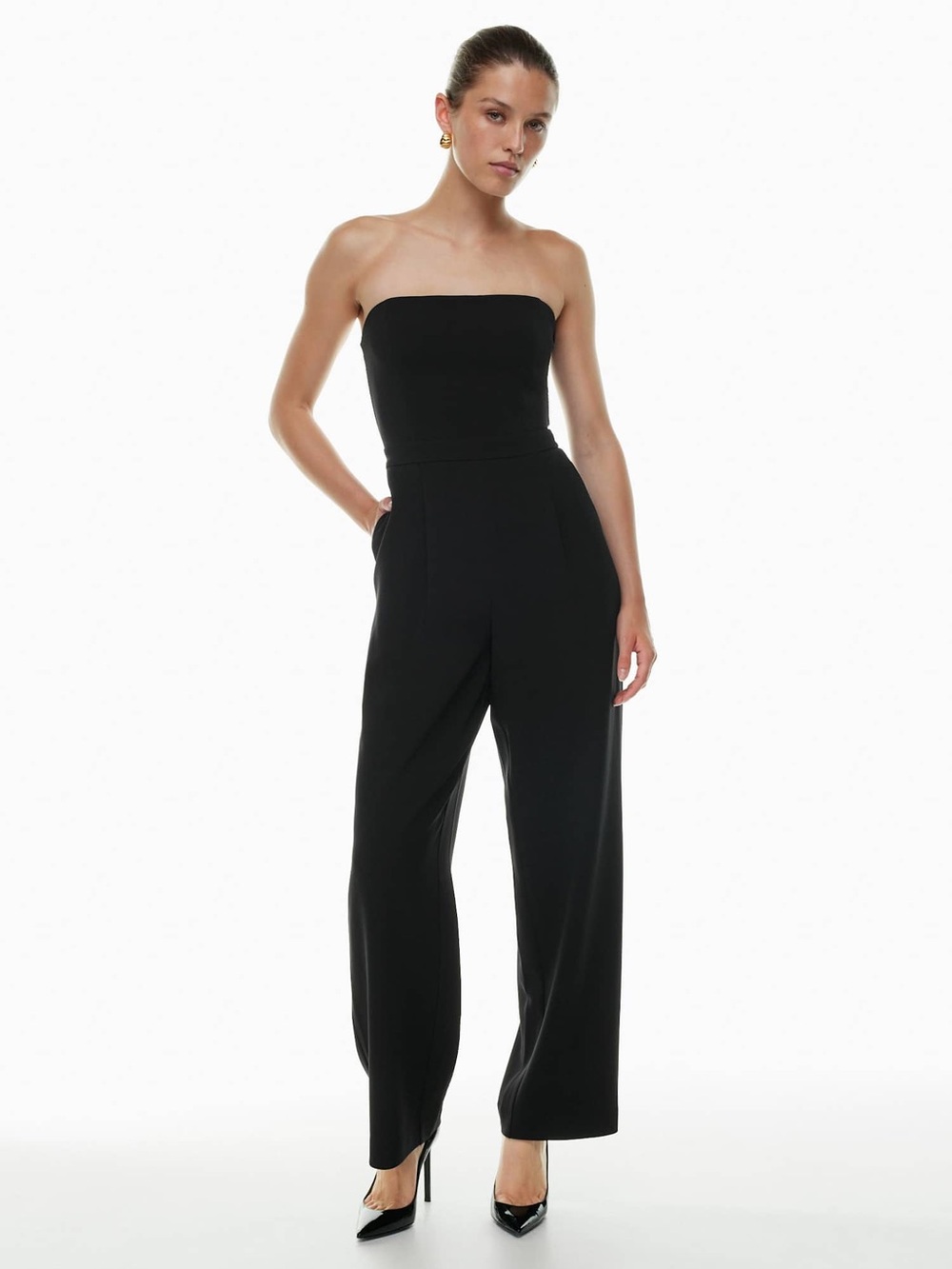 Aritzia Babaton Roshan strapless Jumpsuit cropped wideleg sweetheart neckline S2